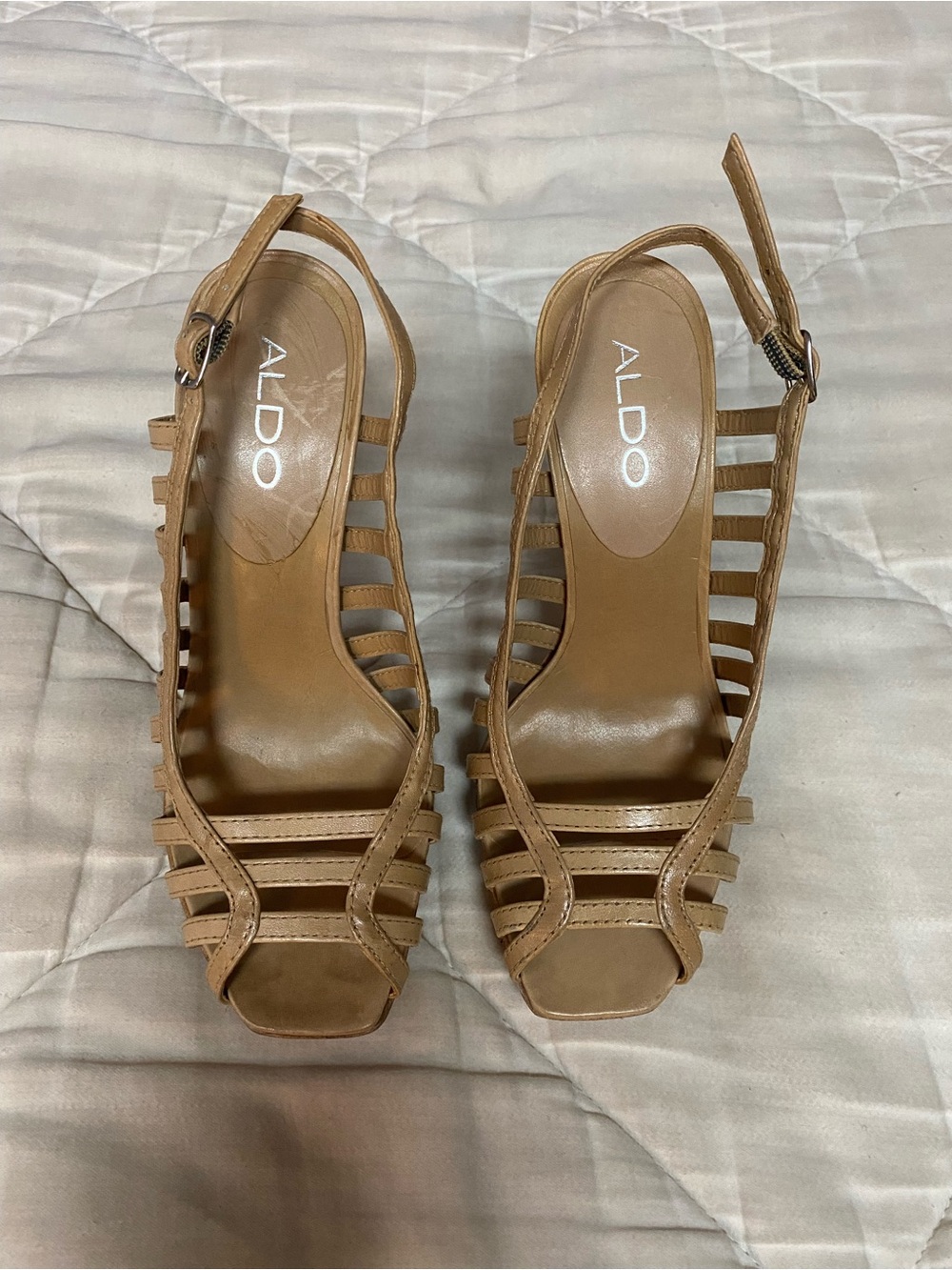 Brand New - ALDO Nude Tan Strappy Slingback Heels
